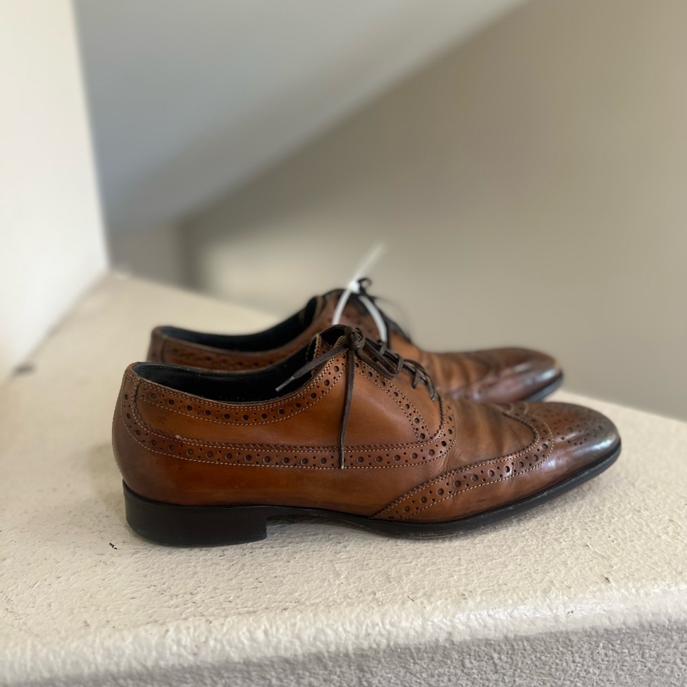 To Boot New York “Windsor Burnished Lace Ups Cognac Shoes Made in Italy Sz 10.5 - Picture 2 of 11
